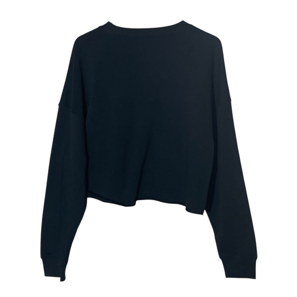 Wild Fable Raw Hem Cropped Long Sleeve Black Crew Neck Sweatshirt Size Large NWT - Picture 12 of 16